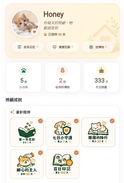 小爪印與成就徽章